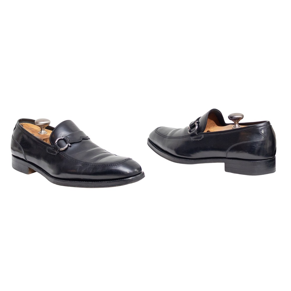 Salvatore Ferragamo Black Leather Gancini Horsebit Loafers – Men's 10.5 D